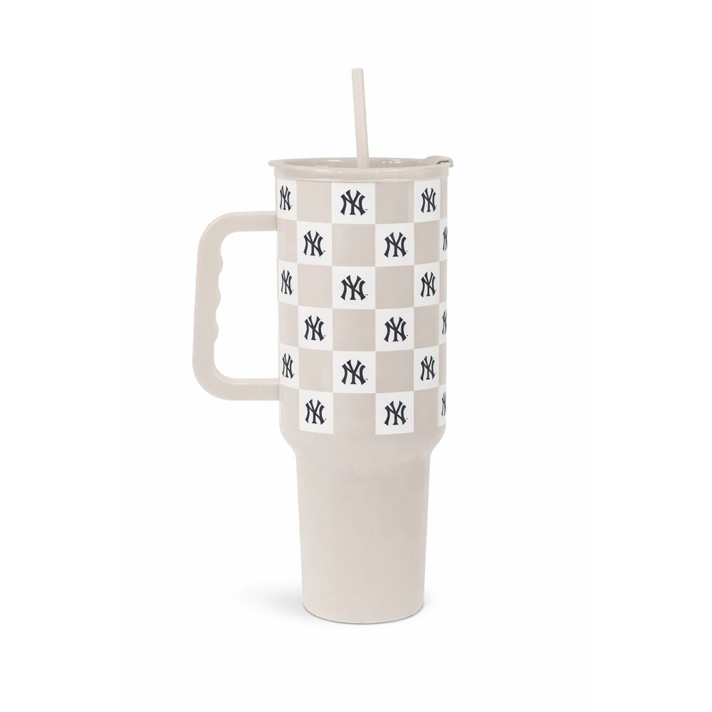 NEW NY Yankees 40oz Tumbler Cup Handle Straw Insulated MLB Game Day Gift Luxe